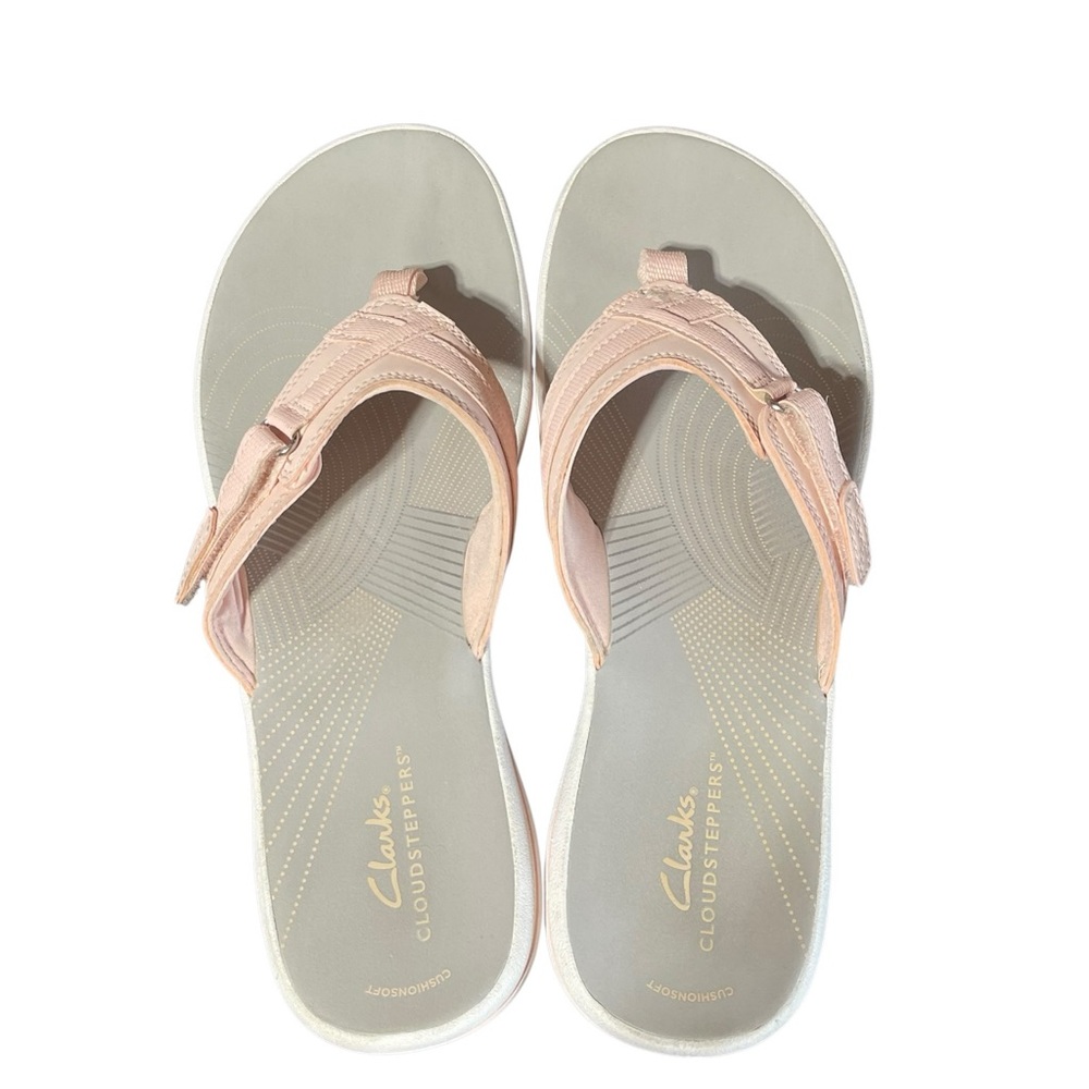 Clarks Cloud Steppers Sandals Thongs Breeze Sea Light Pink Taupe Womens Size 10